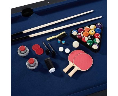 Mesa 3 en 1 SW Giratoria Air-Hockey, Billar, Ping-Pong,  (Negra, paño azul)